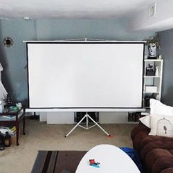 (New in box) $60 Tripod Stand 100” Projector Screen 16:9 Ratio 87x49” View Area 