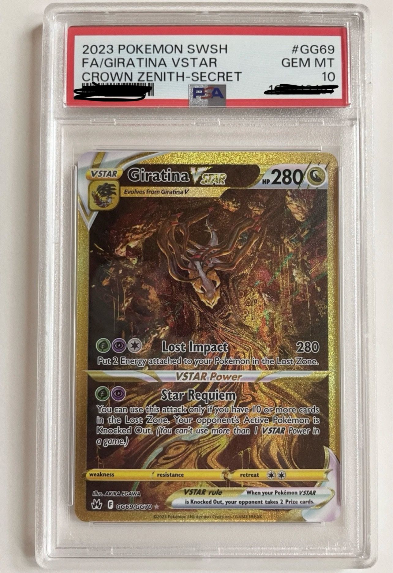 PSA 10 Giratina VSTAR GG69/GG70 Gold Alt Art Crown Zenith