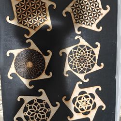 Handmade Laser-Cut Sacred Geometry Coasters – 