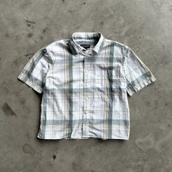 Vintage Cropped Plaid Button Down Shirt - S