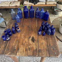 Antique Cobalt Blue Glass Bottles 