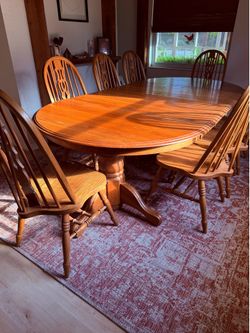 Amish oak dining room table and chairs