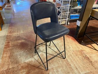 Blue Modern Counter Height Stool with Metal Legs