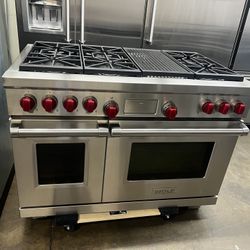 Wolf 48”Wide Dual Fuel Range Stove Stainless Steel With Grill