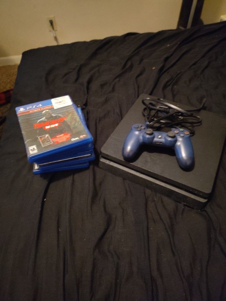 PS4 With Dark Blue Controller and Games(NO CORDS)