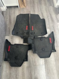 Mopar Rubber Floor Mats With Red Jeep Logo