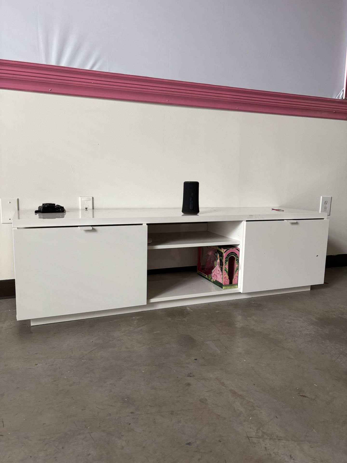 Modern White TV Console / Media Stand with Storage
