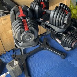 SALE‼️ New pair of https://offerup.com/redirect/?o=NTIubGI= adjustable dumbbells with stand . 105lb in total. New in box 📦 $300