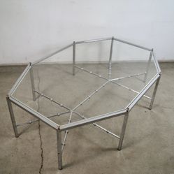 1970’s Mid Century Modern Chrome & Glass Coffee Table 