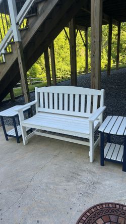 3-Piece HDPE Poly Lumber Garden Bench and Side Table Set