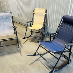 New Heavy Duty Patio Rocking Chair Chair Outdoor Folding Recliner Foldable Lounge Chair Outdoor Pool Chair for Patio, Poolside and Camping (3 color)  
