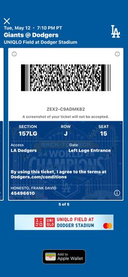Los Angeles Dodgers vs. SF Giants