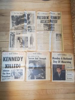 Lot of JFK Assasination Newspapers Chicago Sun Times Chicago's American