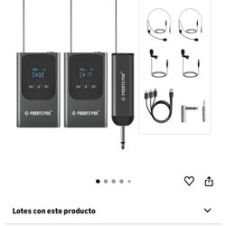 Phenyx Pro Dual Digital Wireless Microphone System, Portable Mini Receiver, 2x15 UHF Frequencies, 2 Bodypack Transmitters, Headset/Lavalier Microphone