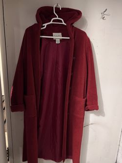Beautiful Full Length Red Coat With Hood Size Lg