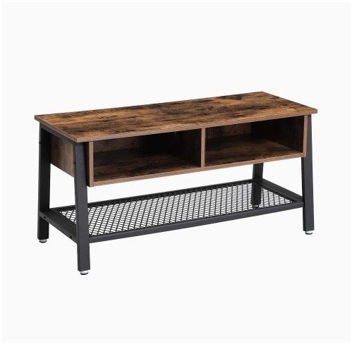 Vintage TV Stand, TV Cabinet with Net Storage Shelf, Console with 2 Storage Compartments, Easy Assembly