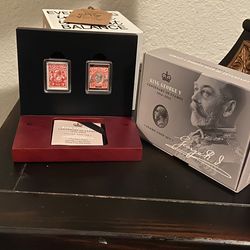 RARE 2014 King George V Centenary of Stamps Pure Silver Proof Stamp & Coin Set