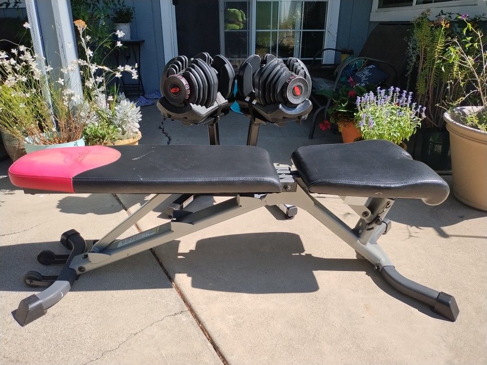 1090 Bowflex Dumbbells With Stand And Bench