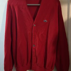 Vintage Wool IZOD Lacoste Red Cardigan Size Large