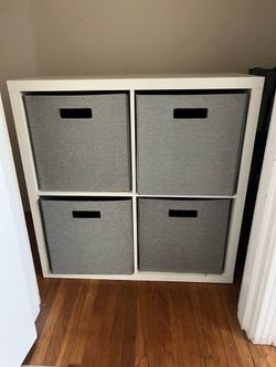 IKEA KALLAX Storage Shelf with 4 Fabric Bins