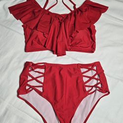 Two Piece Red.Swimsuit XXL 