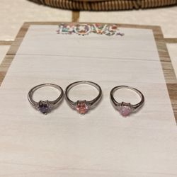 Stone Heart  Silver Rings.