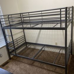 Twin Over Twin Metal Bunk Bed, Gray 