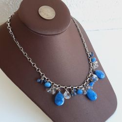 Sterling Silver Lapis & Rock Crystal Necklace