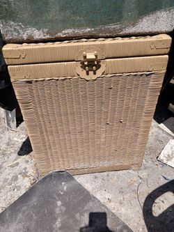 Vintage Wicker Trunk with Brass Hardware