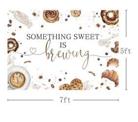 BRAND NEW Coffee-Baby shower backdrop set “something sweet is brewing” 7x5 and decor PRICE IS FIRM