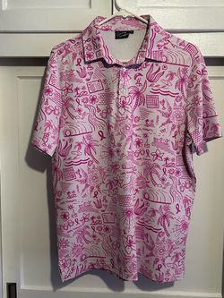 Sunday Swagger Golf Polo Shirt Pink Print size M
