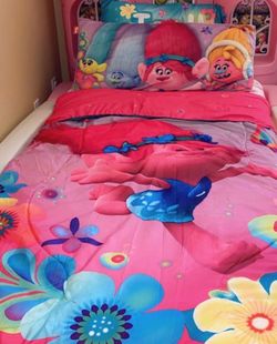 Twin comforter with sheet and pillow case