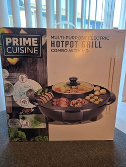 NEW Prime Cuisine Electric Hotpot Grill Combo with Lid - Sealed Brand New Box
