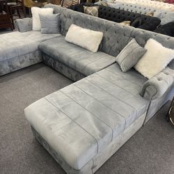 New Living Room Grey Sectional - Delivery And Financing Available 