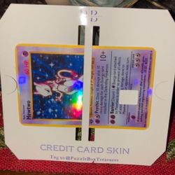 Pokemon Card Credit Card Skin ~ Mewtwo Base Set 1st Edition Holographic Credit Card Skin