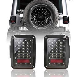 Pair Of Led Taillights For Jeep Wrangler 2007 To 2017
