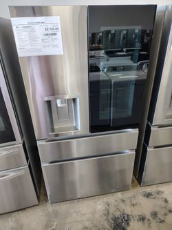 LG 4 door French style 29cu. Stainless steel glass door on one side
