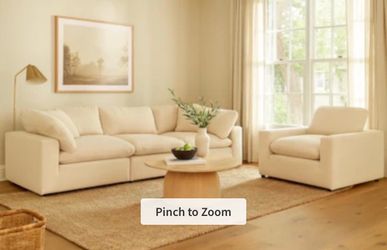 Zone Cream White Fabric 3 Piece Modular Sofa with Armchair | Loose Reversible Back