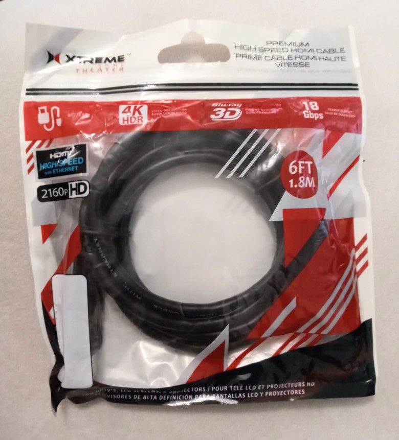 Xtreme 6 ft Premium High Speed HDMI Cable 30AWG 4K - New, Sealedm