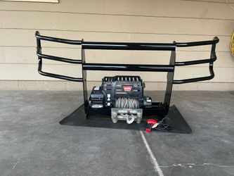 Warn winch with winch bumper
