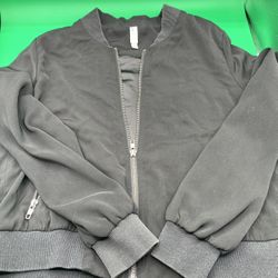 Mural Nordstrom Black Bomber Jacket With Zipper And Pockets M