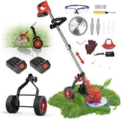  Electric Weed Wacker Battery Powered 21V 2000mAh, Cordless Eater Brush Cutter Grass Trimmer Edger, Stringless Cutter, Lawn Mower, 3-in-1 Cutting Tool