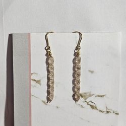 Oval Cubic Zirconia Mesh Cage Drop Earrings In 10K Solid Gold (Italy)