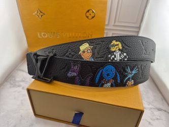 Louis Vuitton Belt 36-41" Mens Black Cartoon 