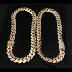 Miami Cuban Link Gold Plated Chain Iced Out Diamond Lock