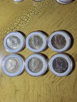 1964 Kennedy Silver Half Dollar Coins Lot of 6 mint "D" and 2 Mint "P"