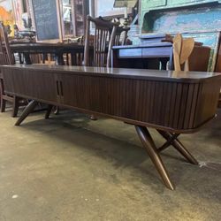 Walnut Mid Century Modern Style Media Stand Console MCM 