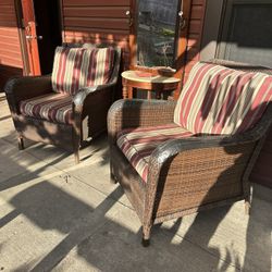 Pair Of Outdoor Lounge Chairs With Cushions 