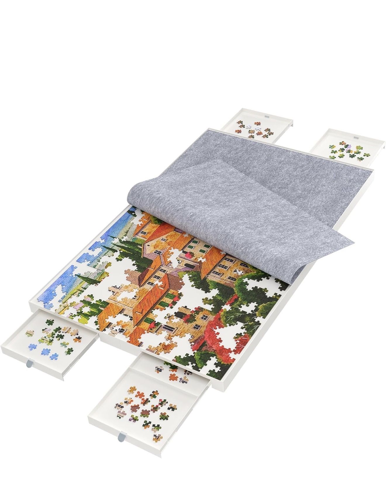 Puzzle Board with Drawers and Cover