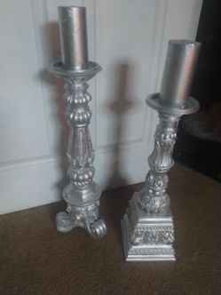Tall silver candle holders